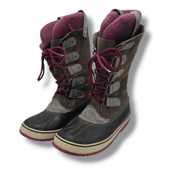 JOAN OF ARCTIC™ Women Sorel Joan of Arctic Knit Boot Womens 9.5 Grey Waterproof Suede Wool‎ NL2084-051